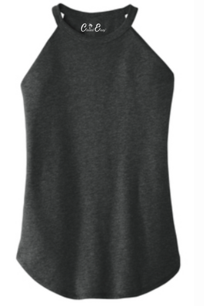 Plain Rocker Tank - High Neck Tank Top - Black Frost Casual Envy Apparel