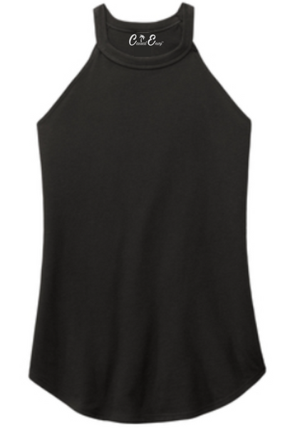 Plain Rocker Tank - High Neck Tank Top - Black Casual Envy Apparel