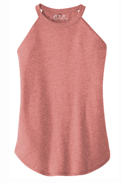 Plain Rocker Tank - High Neck Tank Top - Blush Frost Casual Envy Apparel