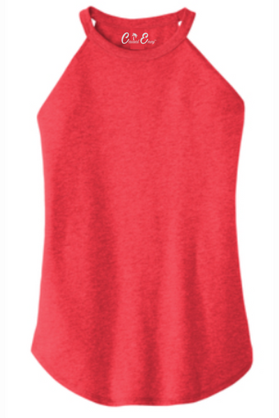 Plain Rocker Tank - High Neck Tank Top - Red Frost Casual Envy Apparel