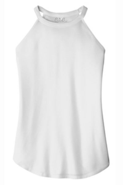 Plain Rocker Tank - High Neck Tank Top - White Casual Envy Apparel