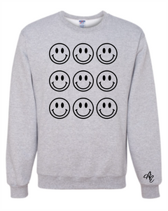 9 Smiley Face Crewneck Sweatshirt - A+E - Casual Envy Apparel 