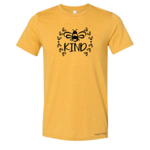 Be Kind T-Shirt Heather Mustard Yellow Graphic Tee - Casual Envy Apparel 