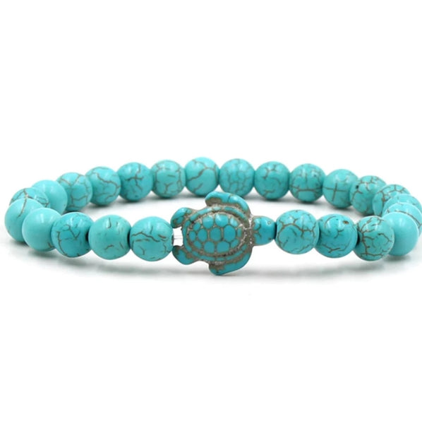handmade natural aqua stone sea turtle bracelet