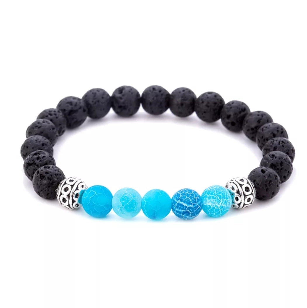 Lava Stone Blue Mood Bracelet (essential oil diffuser bracelet) - Casual Envy Apparel 
