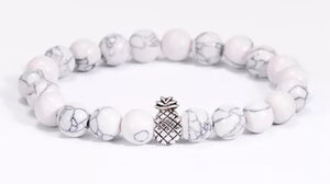 handmade natural white stone pineapple bracelet