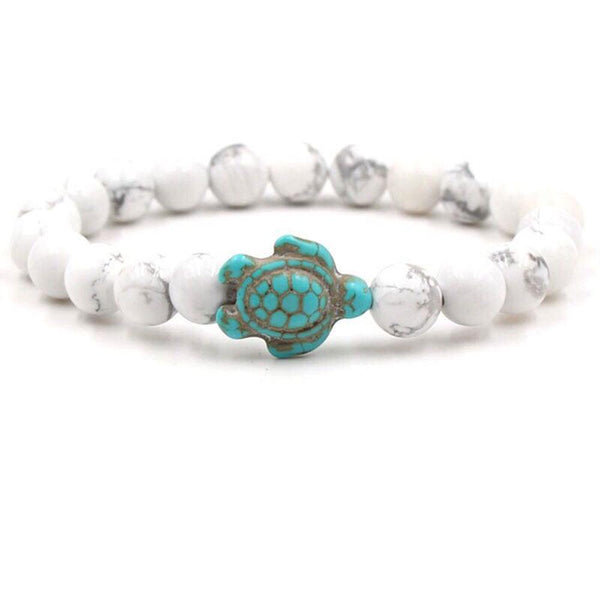 handmade natural white stone sea turtle bracelet